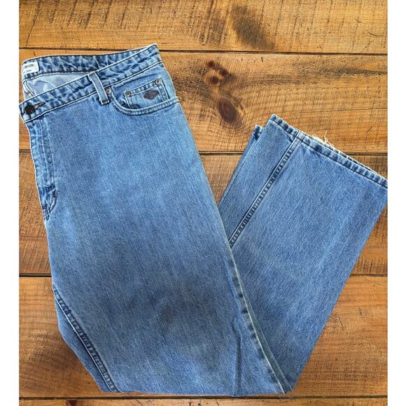 Harley Davidson Womens Bootcut Blue Denim Jeans 2007 Size 18 Regular FLAW - Picture 1 of 10